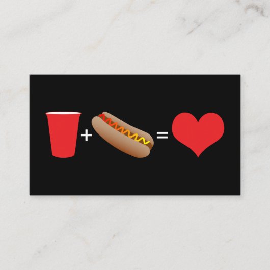 Carte De Visite bière hot dogs amour (Devant)