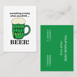 Carte De Visite Bière verte Lucky Jour de la Saint Patrick