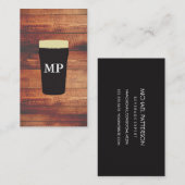 Carte De Visite Bières Rustique Carré en bois avec Monogramme (Devant / Derrière)