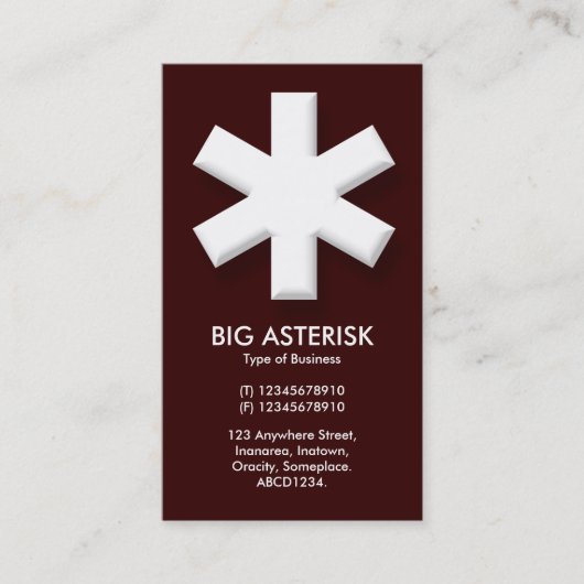 Carte De Visite Big Asterisk - Dark Brown (330000) (Devant)
