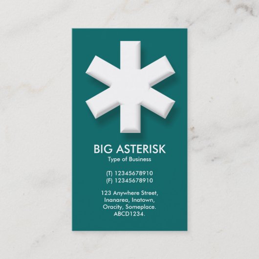 Carte De Visite Big Asterisk - Turquoise (006666) (Devant)