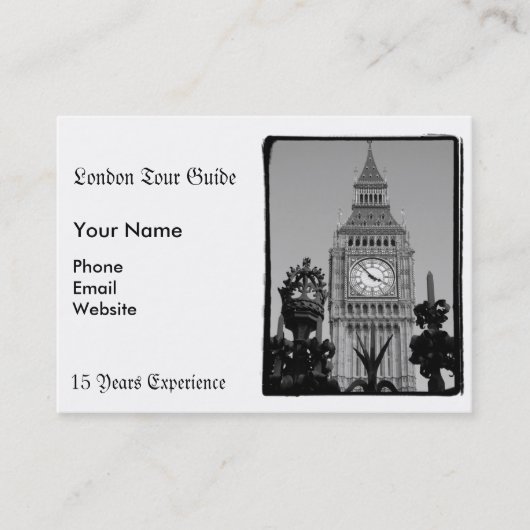 Carte De Visite Big Ben noir et blanc (Devant)