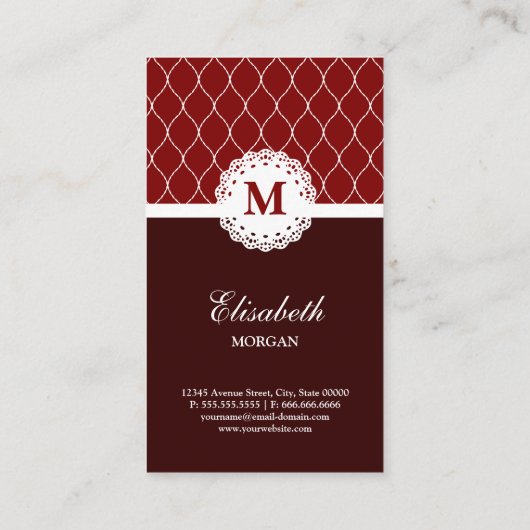 Carte De Visite Big Data Analyst Elegant Brown Lace Motif (Dos)