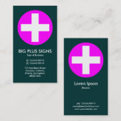 Carte De Visite Big Plus Signes Magenta - Vert Turquoise foncé (Devant / Derrière)