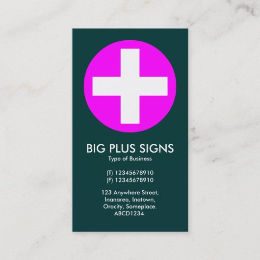 Carte De Visite Big Plus Signes Magenta - Vert Turquoise foncé (Devant)