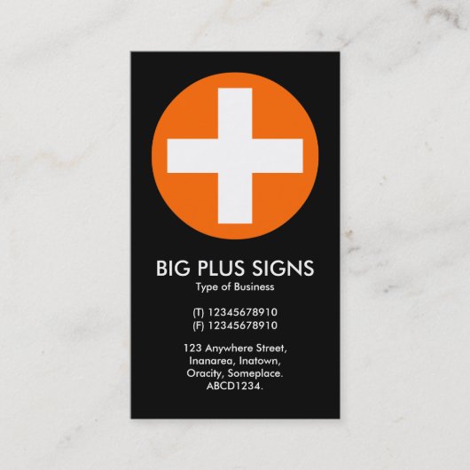 Carte De Visite Big Plus Signes Orange - Noir (Devant)