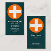 Carte De Visite Big Plus Signes Orange - Vert Turquoise foncé (Devant / Derrière)
