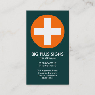 Carte De Visite Big Plus Signes Orange - Vert Turquoise foncé