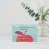 Carte De Visite Big Red Apple Chalkboard École Teacher Linen Look (Debout devant)