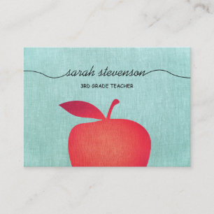 Carte De Visite Big Red Apple Chalkboard École Teacher Linen Look