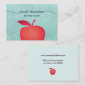 Carte De Visite Big Red Apple Chalkboard École Teacher Linen Look (Devant / Derrière)
