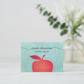 Carte De Visite Big Red Apple Chalkboard École Teacher Linen Look (Debout devant)