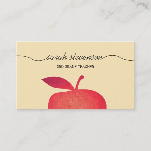 Carte De Visite Big Red Apple Enseignant de l'école primaire 3 (Devant)