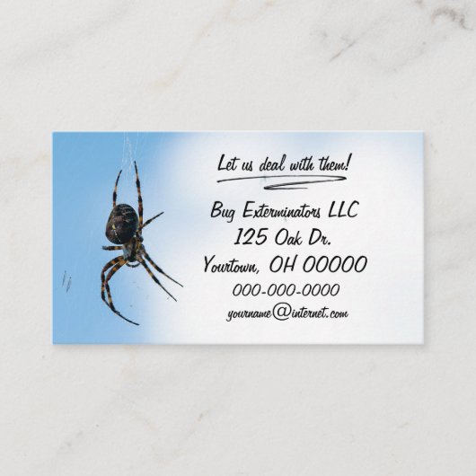 Carte De Visite Big Spider pour l'exterminateur de bogues (Devant)