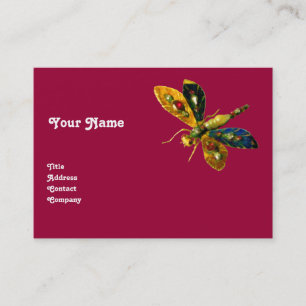 Carte De Visite BIJOU ANCIEN LIBELLULE ,Rouge Bourgogne