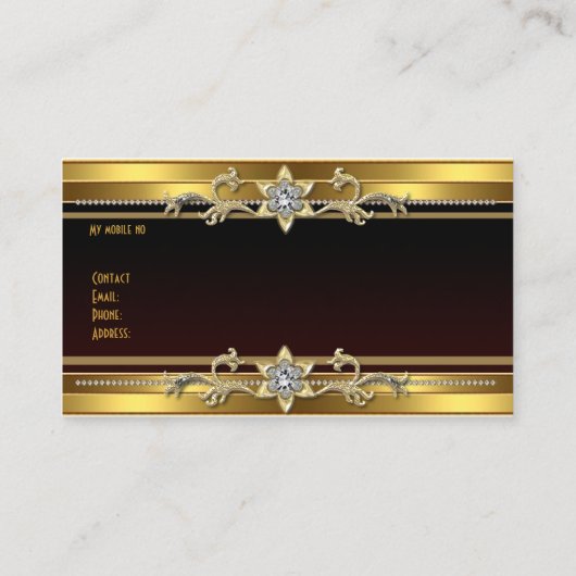 Carte De Visite Bijou élégant en or noir (Dos)