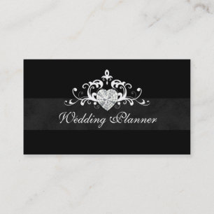 Carte De Visite Bijou formel de coeur d'organisateur de mariage
