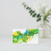 Carte De Visite Bijou jaune vert vif Encre Abstraite moderne (Debout devant)