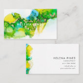 Carte De Visite Bijou jaune vert vif Encre Abstraite moderne (Devant / Derrière)