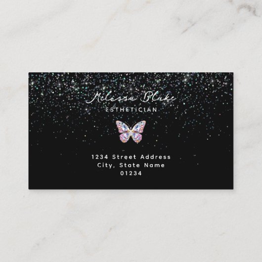 Carte De Visite bijou papillon fausse parties scintillant pastel (Dos)