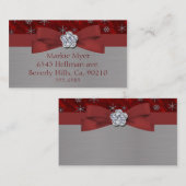 Carte De Visite Bijou rouge de flocons de neige de velours et (Devant / Derrière)