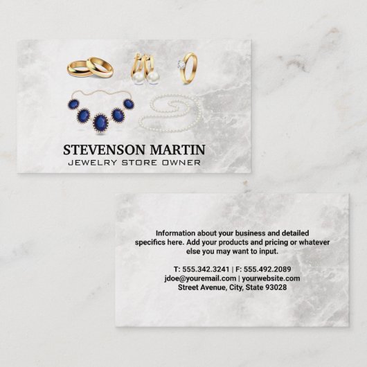 Carte De Visite Bijouterie | Anneaux Colliers Or (Devant / Derrière)