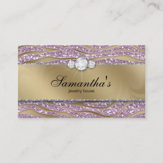 Carte de visite bijouterie Sparkle Zebra Gold Pink (Devant)