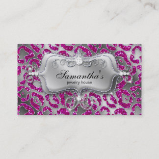 Carte de visite bijouterie Zebra Hot rose Silve