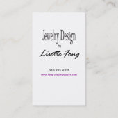 Carte De Visite Bijoutier de coutume de concepteur de bijoux (Dos)