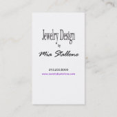 Carte De Visite Bijoutier de coutume de concepteur de bijoux (Dos)