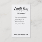 Carte De Visite Bijoutier de coutume de concepteur de bijoux (Dos)