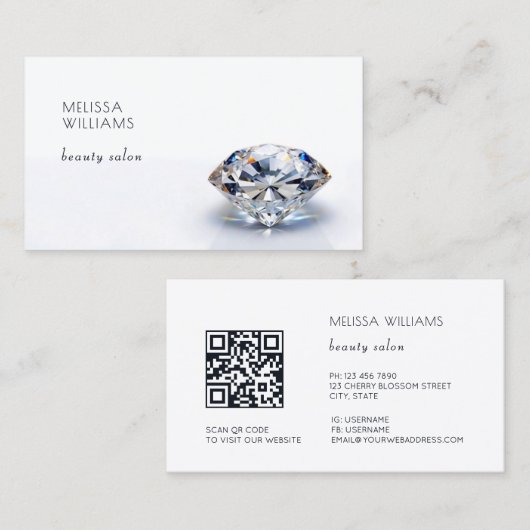 Carte De Visite Bijoutier Luxe Diamants (Devant / Derrière)