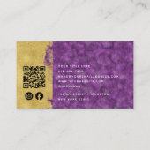 Carte De Visite Bijoux Améthyste Code QR Média Sociaux Brosse  (Dos)