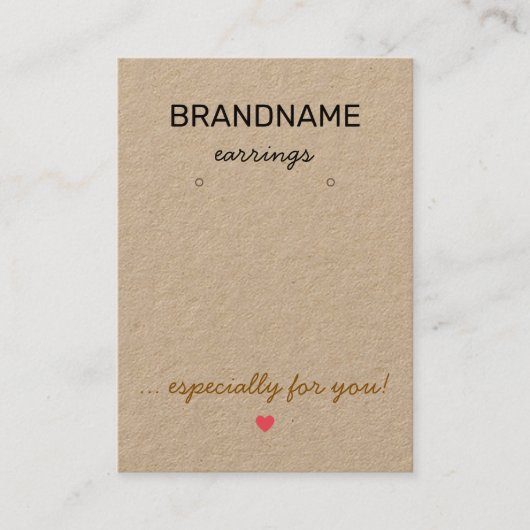 Carte De Visite Bijoux artisanal Rustique Kraft Porte-oreille (Devant)