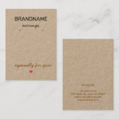 Carte De Visite Bijoux artisanal Rustique Kraft Porte-oreille (Devant / Derrière)