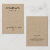 Carte De Visite Bijoux artisanal Rustique Kraft Porte-oreille (Devant / Derrière)
