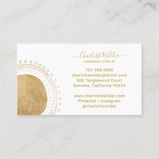 Carte De Visite Bijoux artisanale Abstrait Gold Circle (Dos)