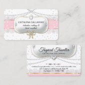 Carte De Visite Bijoux blancs de maquillage de dentelle de rose (Devant / Derrière)