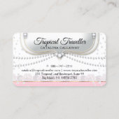 Carte De Visite Bijoux blancs de maquillage de dentelle de rose (Dos)