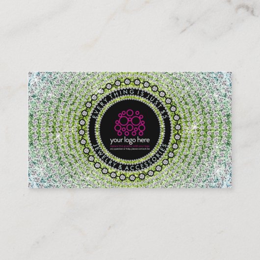Carte De Visite Bijoux de luxe à bille de diamant vert (Dos)