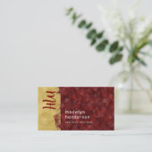 Carte De Visite Bijoux de luxe audacieux Ruby Gold Brush Monogramm (Debout devant)