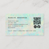 Carte De Visite Bijoux de luxe Opal QR Code Social Media Monogramm (Dos)