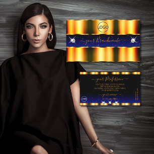 Carte De Visite Bijoux de luxe Orange Blue Black Sparkle avec logo