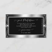 Carte De Visite Bijoux de luxe Ornate Noir Argent Éparkle Ajouter (Dos)