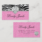 Carte De Visite Bijoux de mode dans Perles léopard Zebra Lace rose (Devant / Derrière)