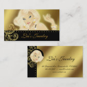 Carte De Visite Bijoux de mode jolie blonde femme or (Devant / Derrière)