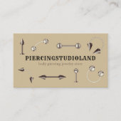 Carte De Visite Bijoux de studio de perçage minimal beige (Devant)