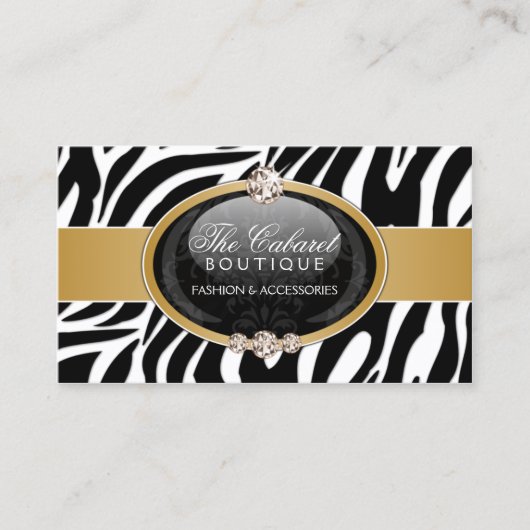 Carte De Visite Bijoux élégants de mode de zèbre (Devant)