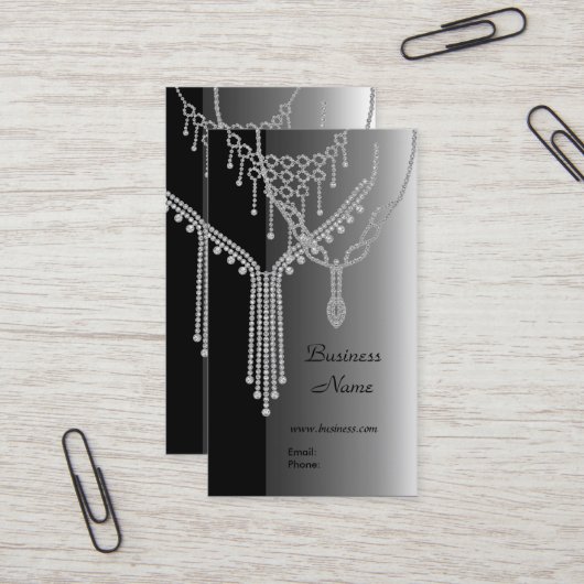 Carte de visite Bijoux Élégants Gris Argent (Devant/Arrière en situation)