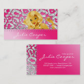 Carte De Visite Bijoux en argent rose léopard bronzage (Devant / Derrière)